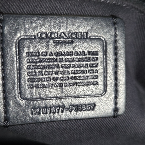 COACH Navy Buffalo Plaid Canvas Tote - Picture 14 of 16